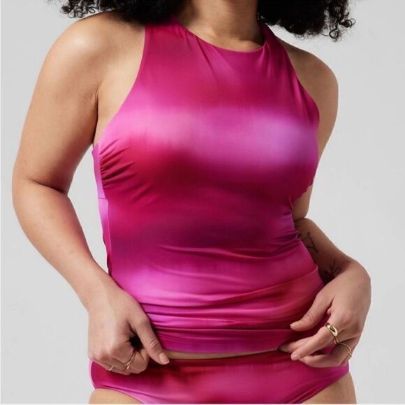 NWOT Athleta Maldives Bra Cup 34 B/C Pink/Magenta Tankini Swim Top! ❤️ - Picture 2 of 9